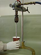 Mixing A and B poly components of the Technon / Poly test kit