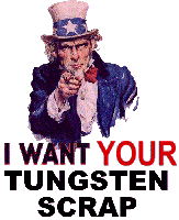 Tungsten Heavy Powder version of Uncle Sam saying "I want your tungsten scrap"